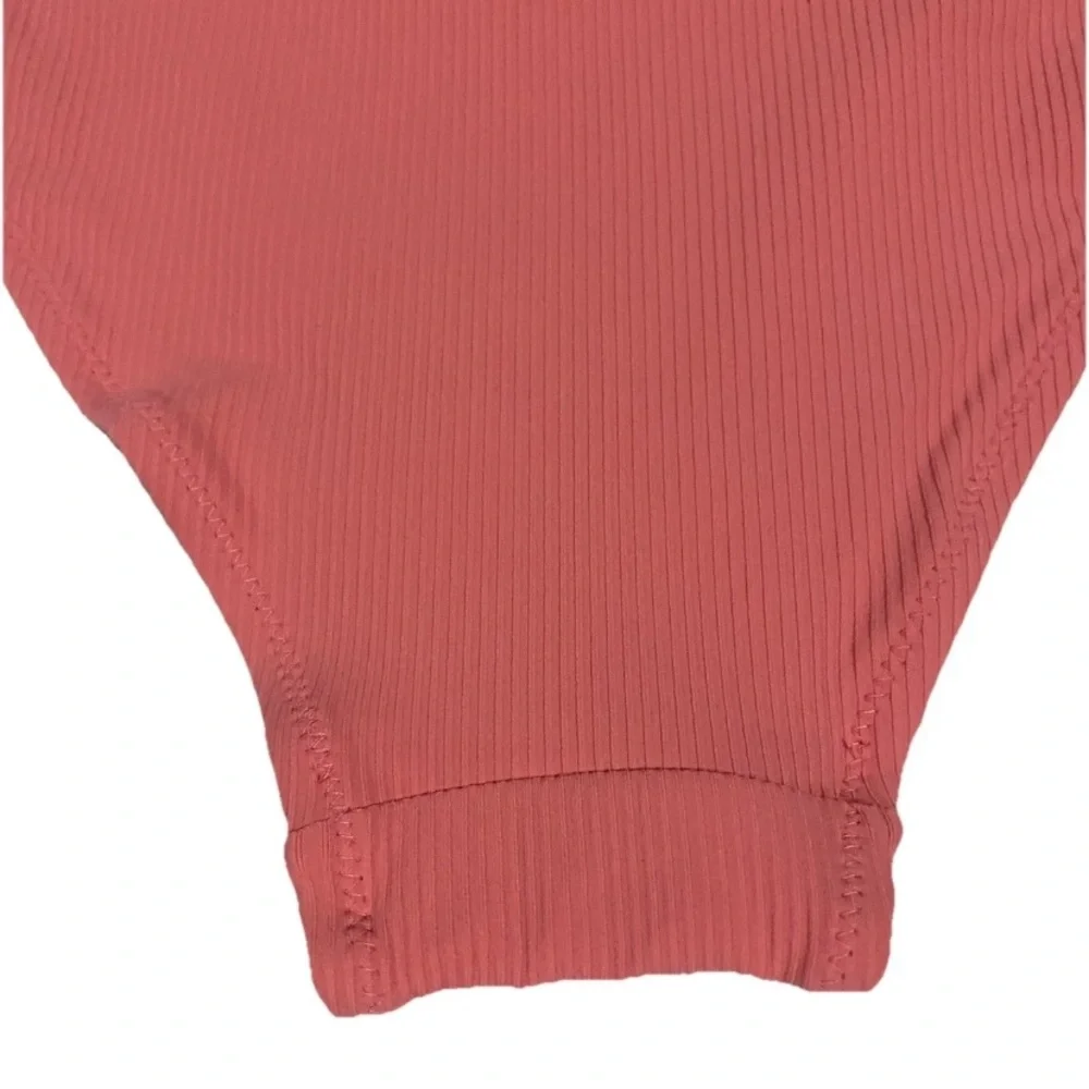 H&M Size 16 Cheeky Coral Peach Ribbed Bikini Bottom Brand New